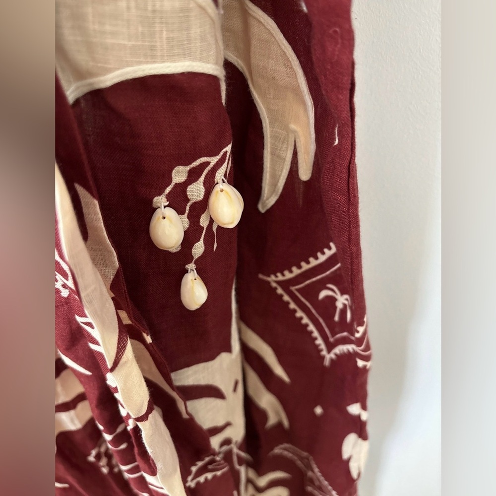 JOHANNA ORTIZ Colombian Tropical Cherry & Ecru Weaving Waves Midi Dress - Picture 13 of 16